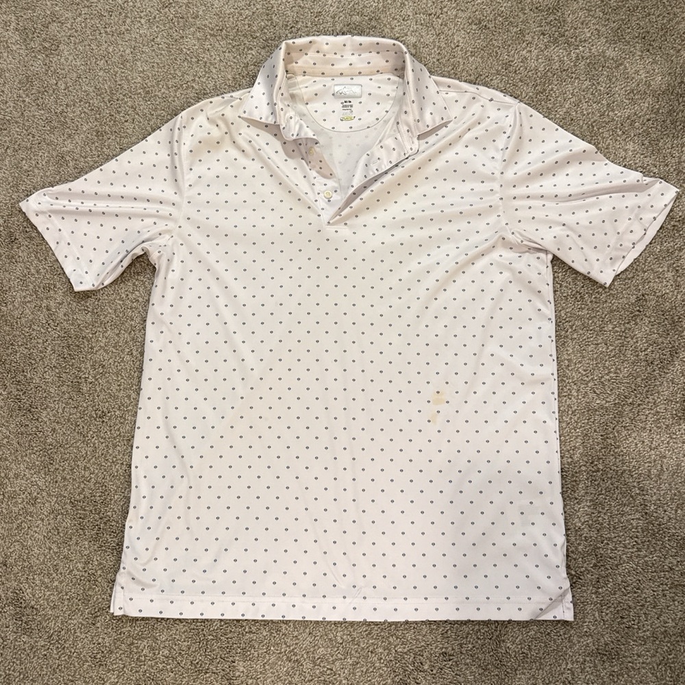 Men's White Micro-Pattern Polo Shirt
